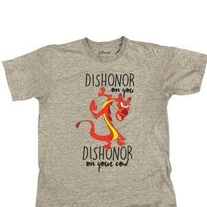 Disney Gray T-Shirt with Red and Yellow Dragon Graphic